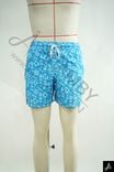 Men's Blue Printed Beach Shorts, Elastic Waist Quick Dry Swim Trunks