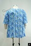 Women's Plus Size Blue Printed V-Neck 3/4 Sleeve Loose Casual Tunic Top