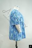 Women's Plus Size Blue Printed V-Neck 3/4 Sleeve Loose Casual Tunic Top