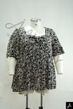 Women's Plus Size Black & Grey Abstract Print Short Sleeve Loose Casual Top