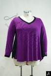 Women's Plus Size Purple V-Neck Long Sleeve Loose Casual Top