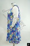 Women's Plus Size Blue Floral Print Spaghetti Strap Casual Dress