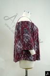 Women's Plus Size Burgundy Print Off Shoulder Long Sleeve Casual Top