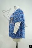 Women's Plus Size Blue Floral Embroidered V-Neck Short Sleeve Casual Top