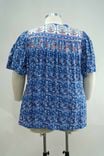 Women's Plus Size Blue Floral Embroidered V-Neck Short Sleeve Casual Top