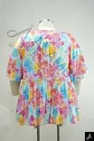 Women's Plus Size Multicolor Floral Print V-Neck 3/4 Sleeve Loose Casual Top