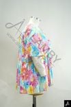 Women's Plus Size Multicolor Floral Print V-Neck 3/4 Sleeve Loose Casual Top