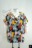 Floral Print V-Neck Short Sleeve Blouse
