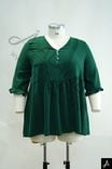Solid Green V-Neck Peplum Blouse