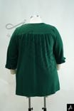 Solid Green V-Neck Peplum Blouse