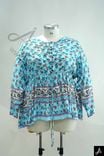 Blue Floral Print Long Sleeve Blouse