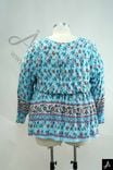 Blue Floral Print Long Sleeve Blouse