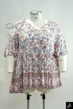 Light Floral Print V-Neck Short Sleeve Peplum Blouse
