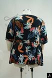 Black Tropical Floral Print V-Neck Blouse