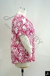 White Base Pink Floral Print Round Neck Blouse