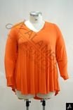 Women's Plus Size V-Neck Long Sleeve Orange Knit Top
