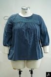 Women's Plus Size Indigo Blue 3/4 Sleeve Smocked Blouse