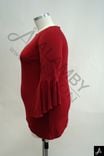 Women's Plus Size Red Round Neck Flare 3/4 Sleeve Knit Top