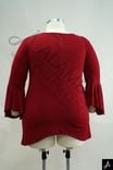 Women's Plus Size Red Round Neck Flare 3/4 Sleeve Knit Top
