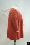 Women's Plus Size Terracotta Round Neck 3/4 Sleeve Knit Blouse