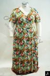 Women's Plus Size Floral Print V-Neck Short Sleeve Midi Dress