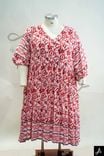 Women's Plus Size Pink Floral Print V-Neck Short Sleeve Midi Dress