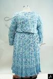 Women's Plus Size Light Blue Floral Print Round Neck 3/4 Sleeve Dress