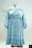 Women's Plus Size Light Blue Floral Print Round Neck 3/4 Sleeve Dress