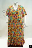 Women's Plus Size Multicolor Floral Print V-Neck Short Sleeve Midi Dress	