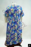 Women's Plus Size Blue Floral Print V-Neck Short Sleeve Midi Dress