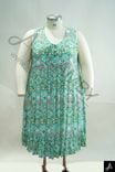 Women's Plus Size Green Floral Print V-Neck Sleeveless Midi Dress