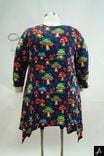 Women's Plus Size Navy Multicolor Floral Print V-Neck 3/4 Sleeve Tunic