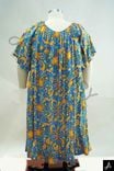 Women's Plus Size Blue Base Floral Print Round Neck Short Sleeve Midi Dress
