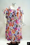 Women's Plus Size Multicolor Floral Print Round Neck Short Sleeve Midi Dress