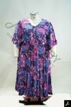 Women's Plus Size Purple & Pink Floral Print V-Neck Short Sleeve Midi Dress