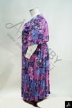 Women's Plus Size Purple & Pink Floral Print V-Neck Short Sleeve Midi Dress