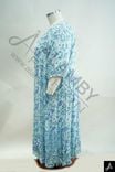 Women's Plus Size Light Blue Floral Print V-Neck 3/4 Sleeve Maxi Dress