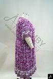 Women's Plus Size Magenta Floral Print V-Neck Short Sleeve Midi Dress