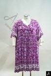 Women's Plus Size Magenta Floral Print V-Neck Short Sleeve Midi Dress