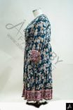 Women's Plus Size Teal Floral Print Round Neck 3/4 Sleeve Maxi Dress