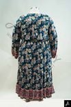 Women's Plus Size Teal Floral Print Round Neck 3/4 Sleeve Maxi Dress