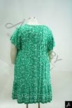Women's Plus Size Green Floral Print V-Neck Short Sleeve Midi Dress
