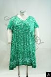 Women's Plus Size Green Floral Print V-Neck Short Sleeve Midi Dress
