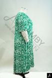 Women's Plus Size Green Swirl Print Square Neck Short Sleeve Midi Dress