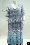 Women Plus Size Geometric Print V-Neck Elbow Sleeve Casual Tunic Dress