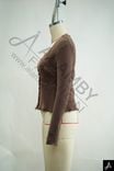 Women Plus Size Brown V-Neck Long Sleeve Knit Cardigan Sweater