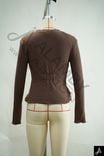 Women Plus Size Brown V-Neck Long Sleeve Knit Cardigan Sweater