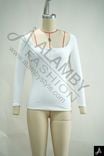 Women Plus Size White Square Neck Long Sleeve Knit Casual Top