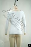 Women Plus Size White Square Neck Long Sleeve Knit Casual Top