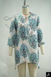 Women Plus Size Floral Print Split Neck 3/4 Sleeve Casual Tunic Top